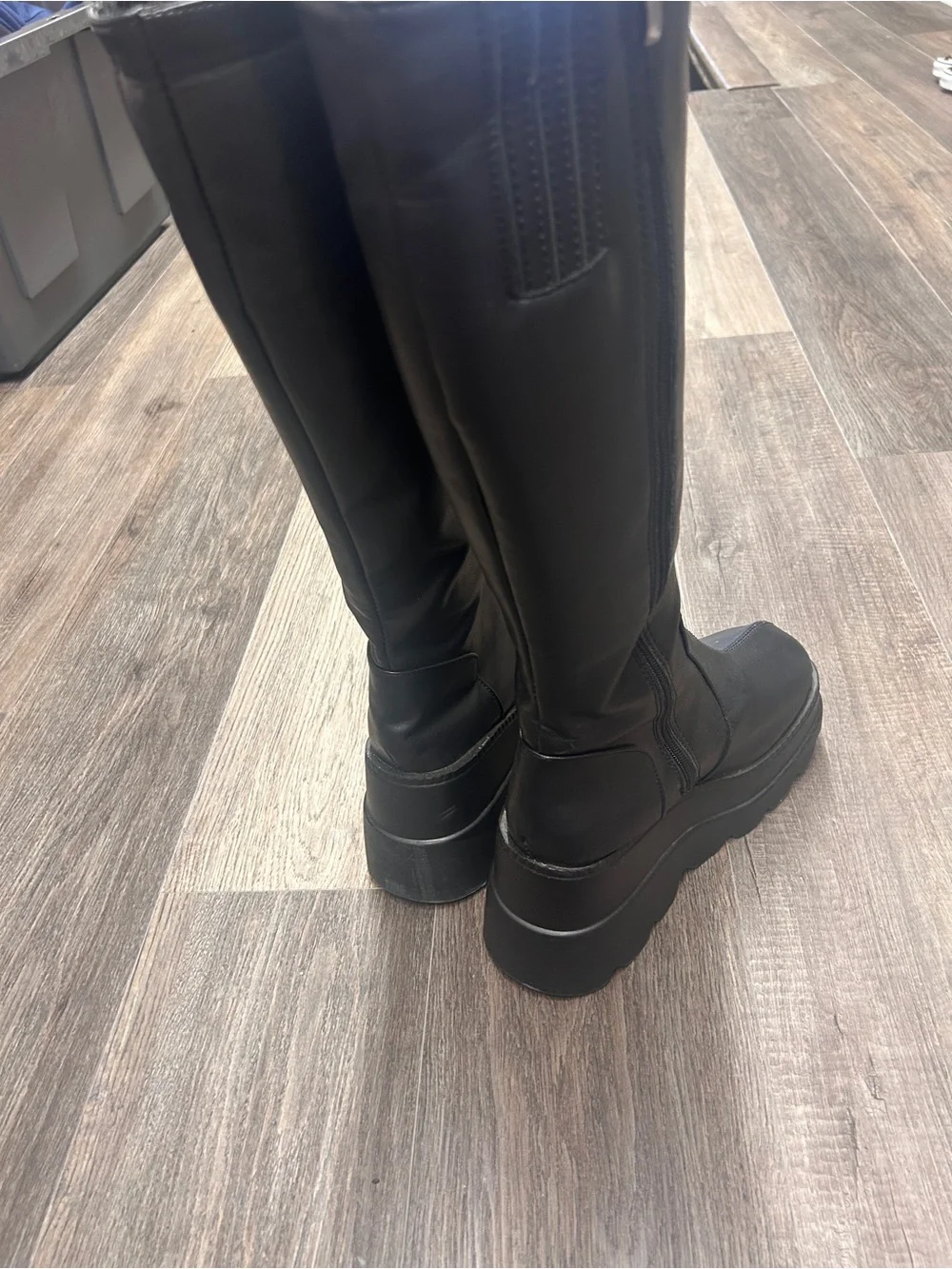 Black Platform Knee-High Boots for Women - Sleek Chunky Sole
